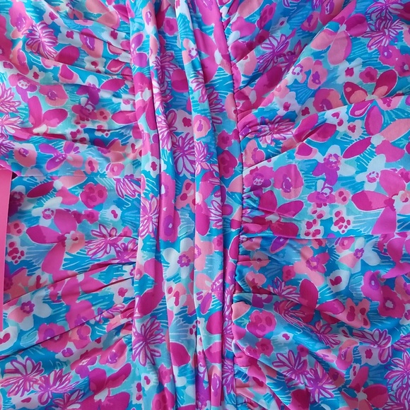 Lilly Pulitzer Faye V-Neck Ruffle Dress Aura Pink Baby Bloomer - Picture 10 of 10